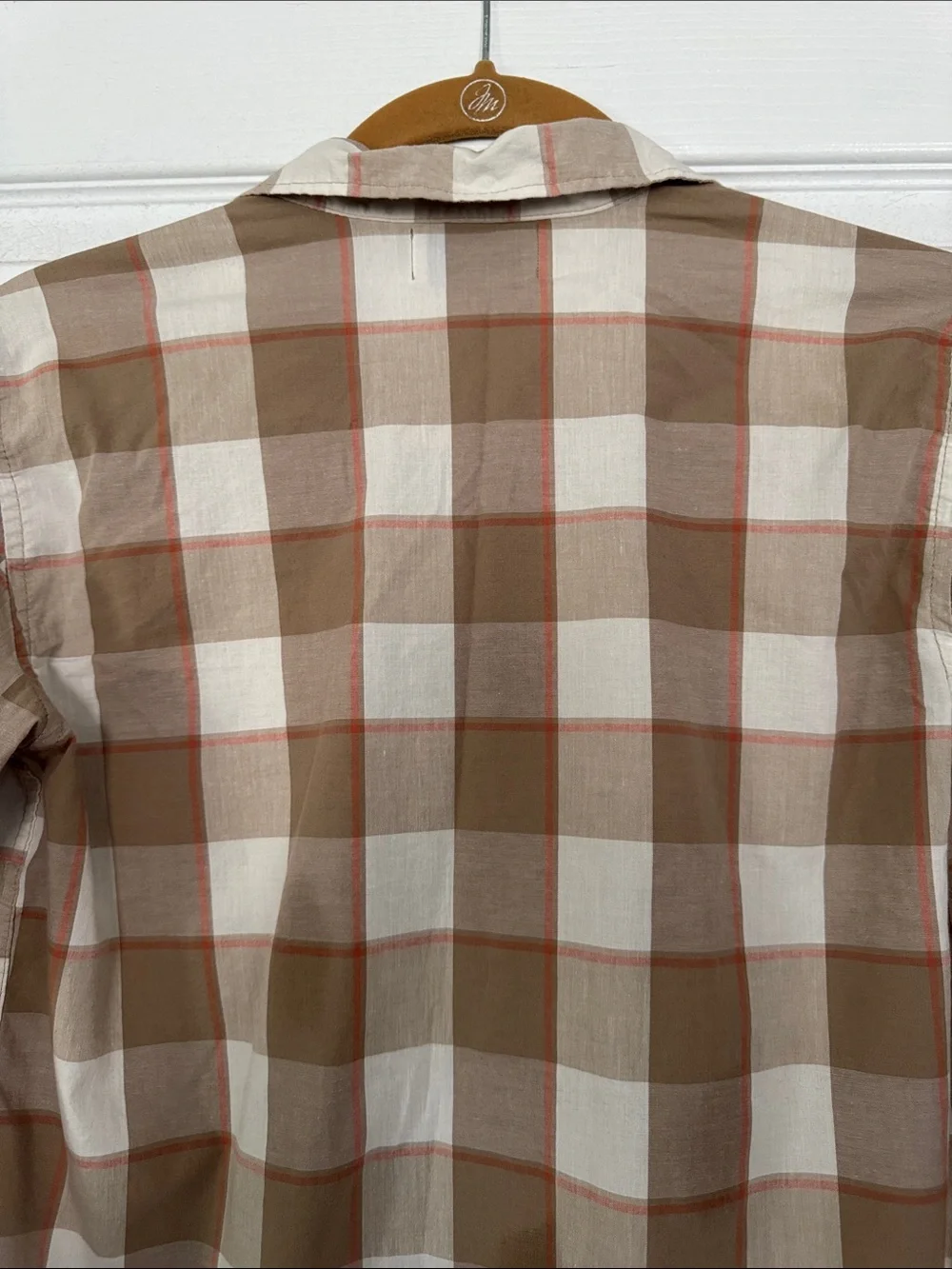 Old Navy Brown and Cream Plaid Button-Down Shirt boys size xl 14/16